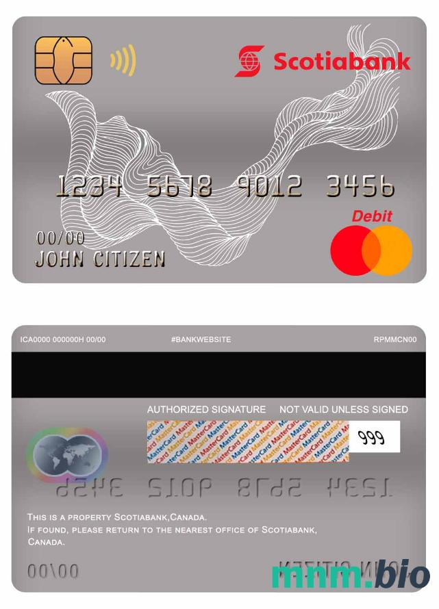 Canada Scotiabank mastercard debet karta przykład w formacie PSD